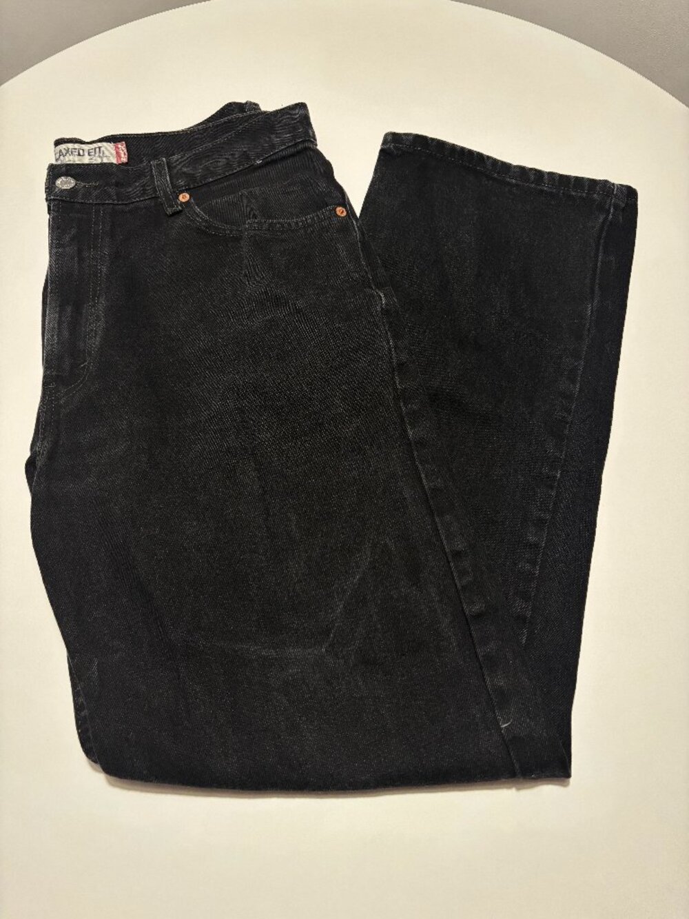 Levi's Black Cotton Denim Straight Leg Jeans